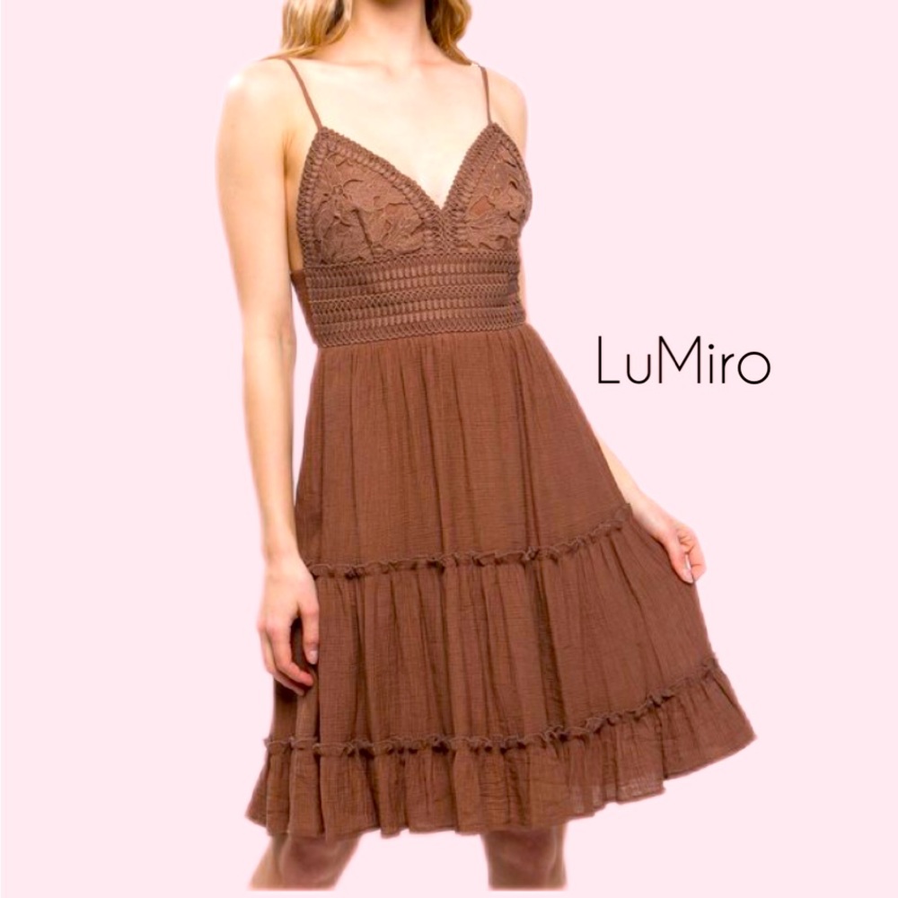 Ticket To Paradise Backless Dress in Cocoa